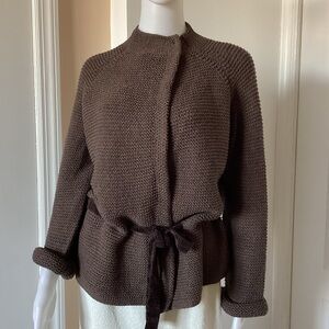 Brown Knit Cardigan with Belt